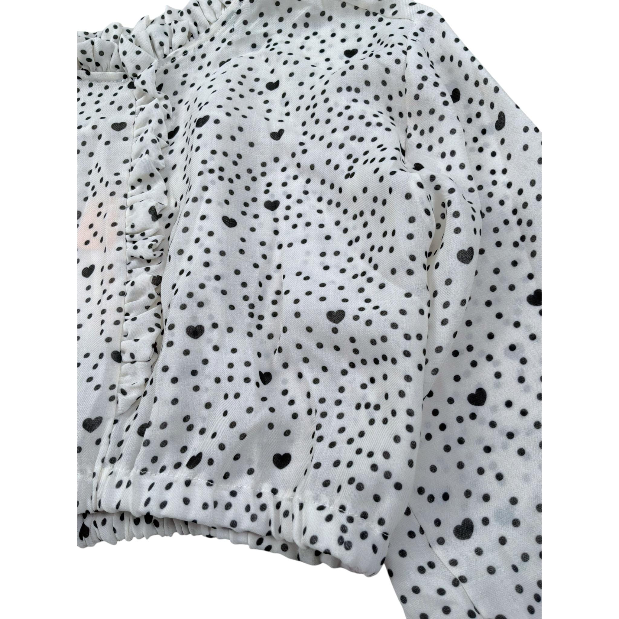 Please Camicia Tinta Unita con Fantasia per Bambina CL13364G73 PANNA PLEASE 