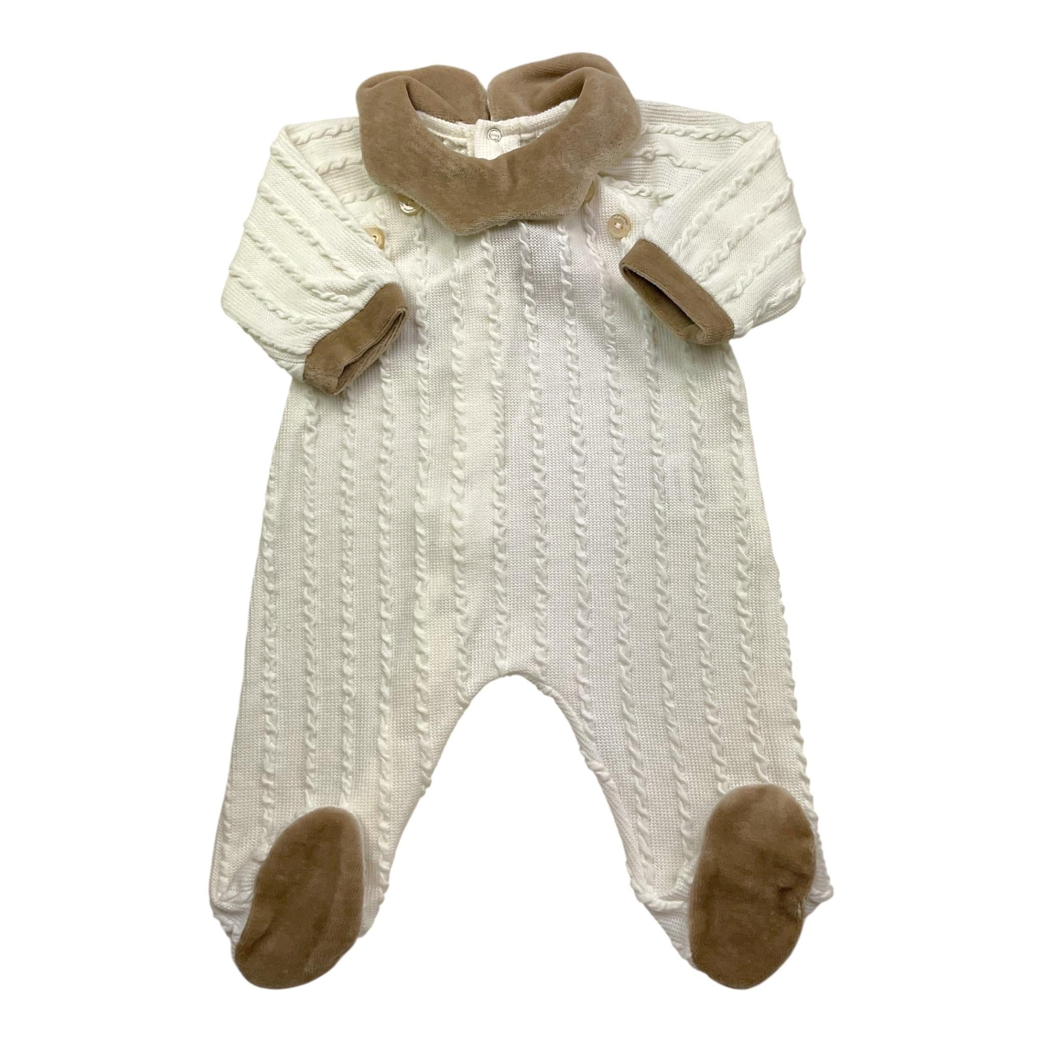 LA STUPENDERIA tutina tinta unita con profili in contrasto Bianco per Neonato TBTT62 BIANCO LA STUPENDERIA 