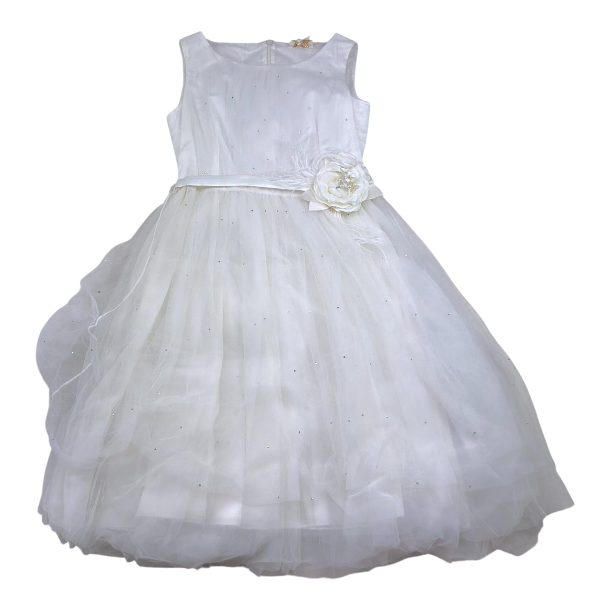 Monnalisa Abito Cerimonia Tinta Unita Giromanica per Bambina 711902F8 BIANCO MONNALISA 