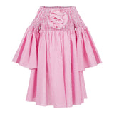 Twinset Weiß/Rosa gestreiftes Kleid mit halblangen Ärmeln für Mädchen