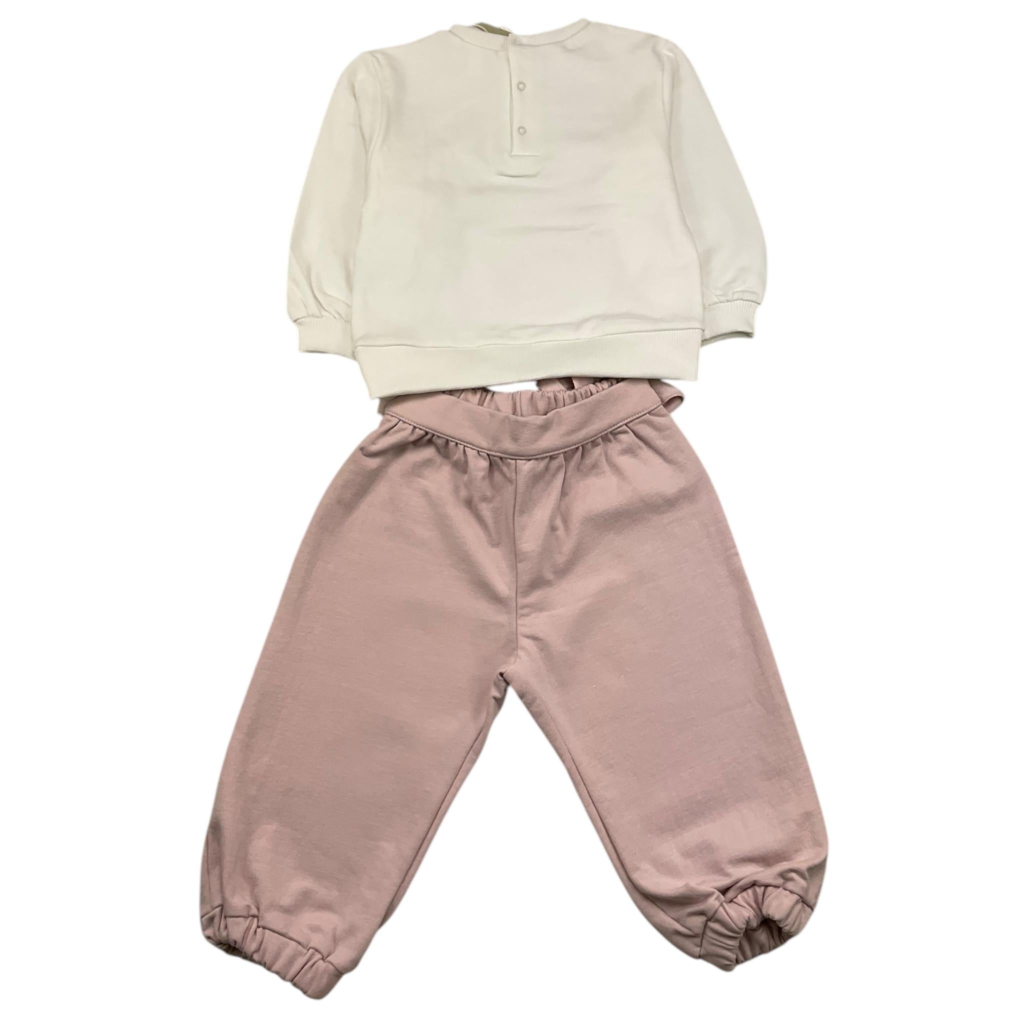 LALALU' completo 2 pezzi felpa-pantalone bicolore Bianco/rosa per Neonata CGL6N BIANCO/ROSA LALALU' 