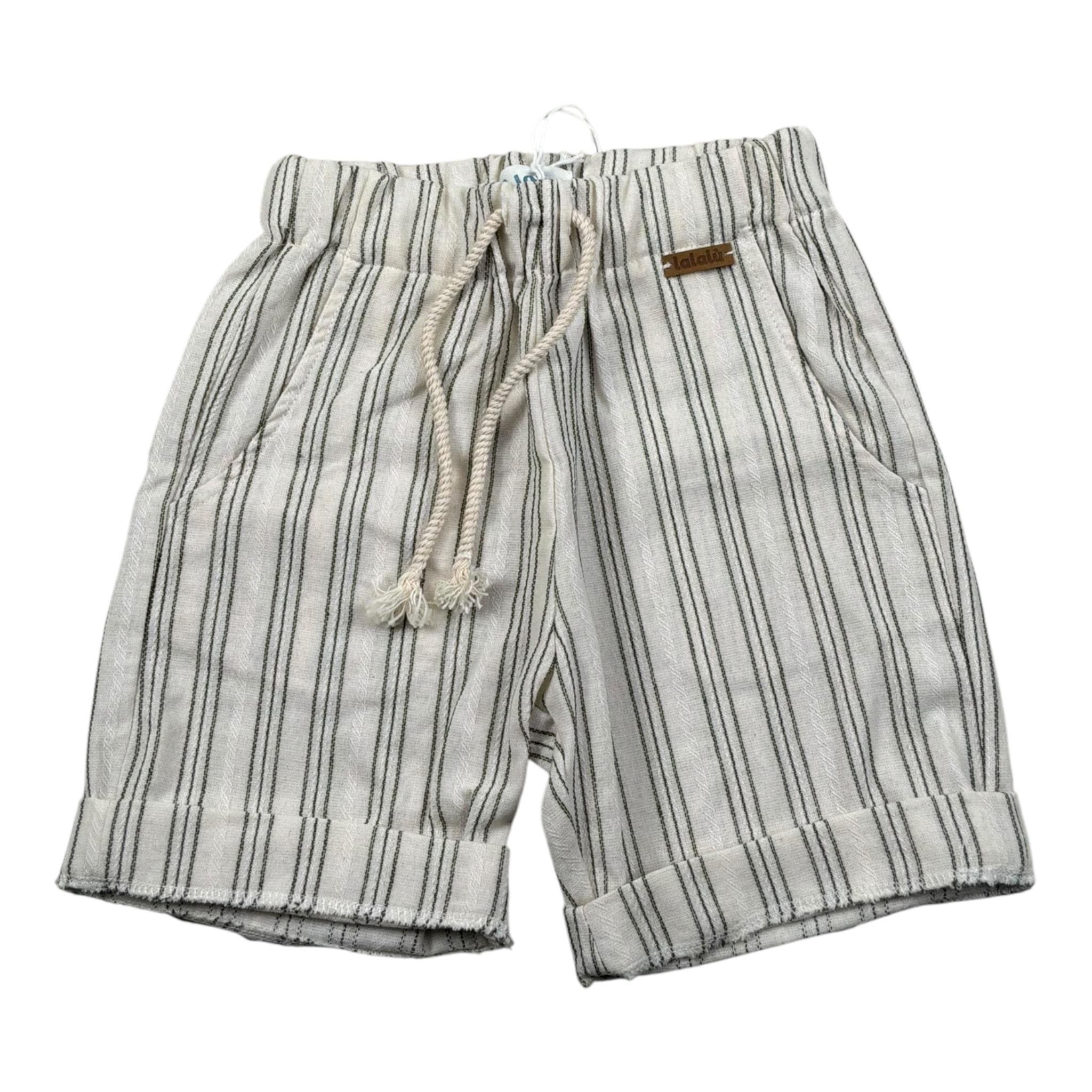 Lalalu' Bermuda tinta unita con Fantasia A Righe Panna per Bambino BML50PBX PANNA LALALU' 