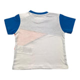 Guess Tricolor T-Shirt mit Rundhalsausschnitt und hellblauem Aufdruck für Neugeborene