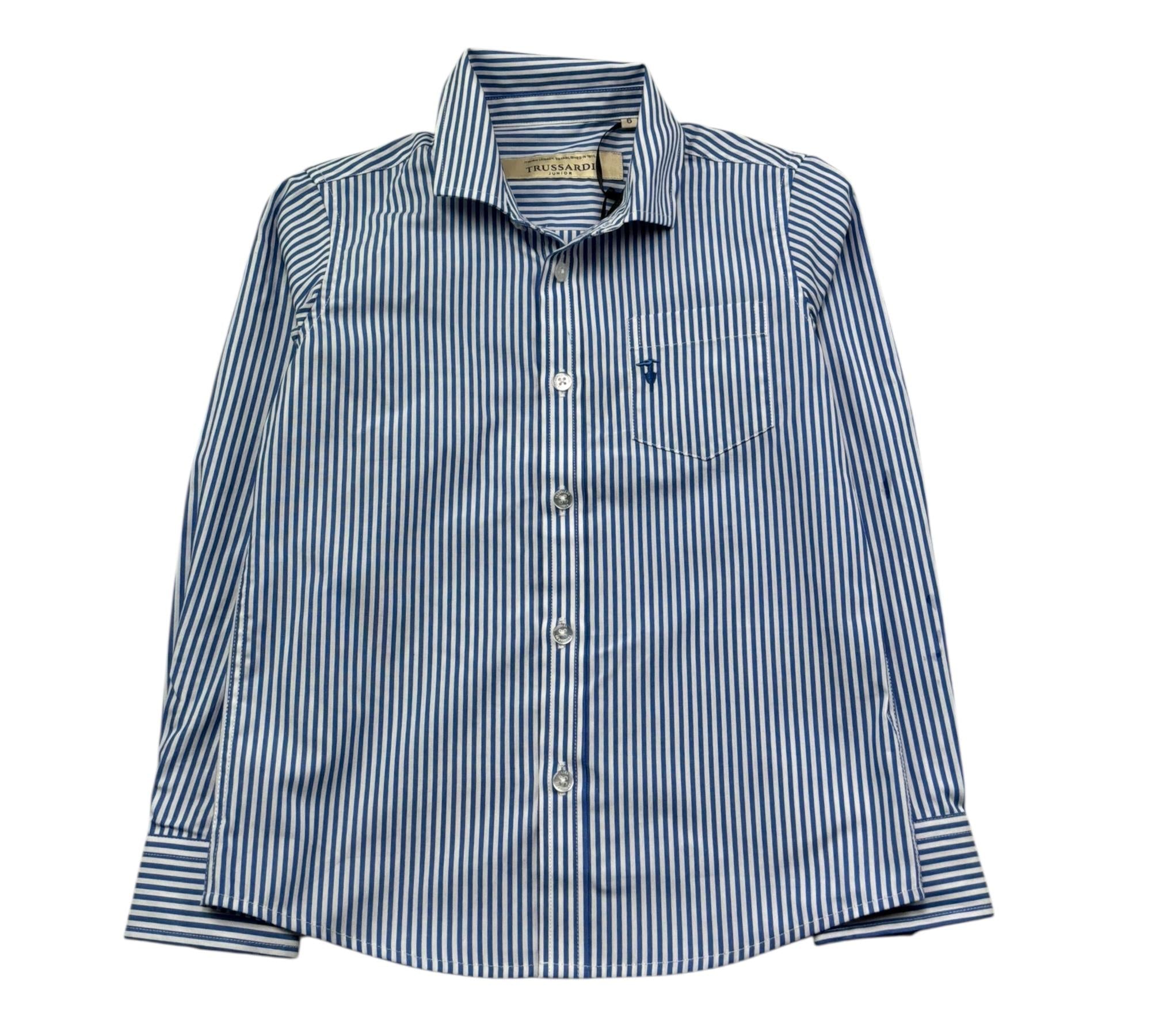 Trussardi Camicia Manica Lunga Fantasia A Righe per Bambino TBP26034CA BIANCO/BLU TRUSSARDI 