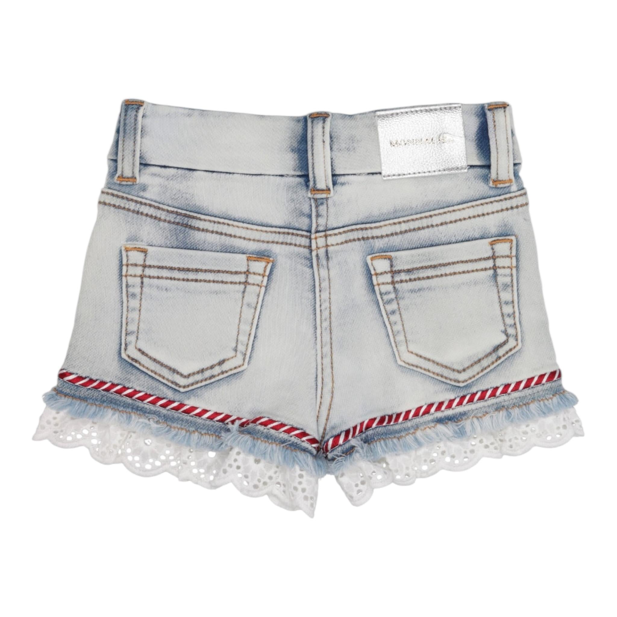 Monnalisa Short In Denim Tinta Unita con Girovita Regolabile per Bambina 39E403 AZZURRO MONNALISA 
