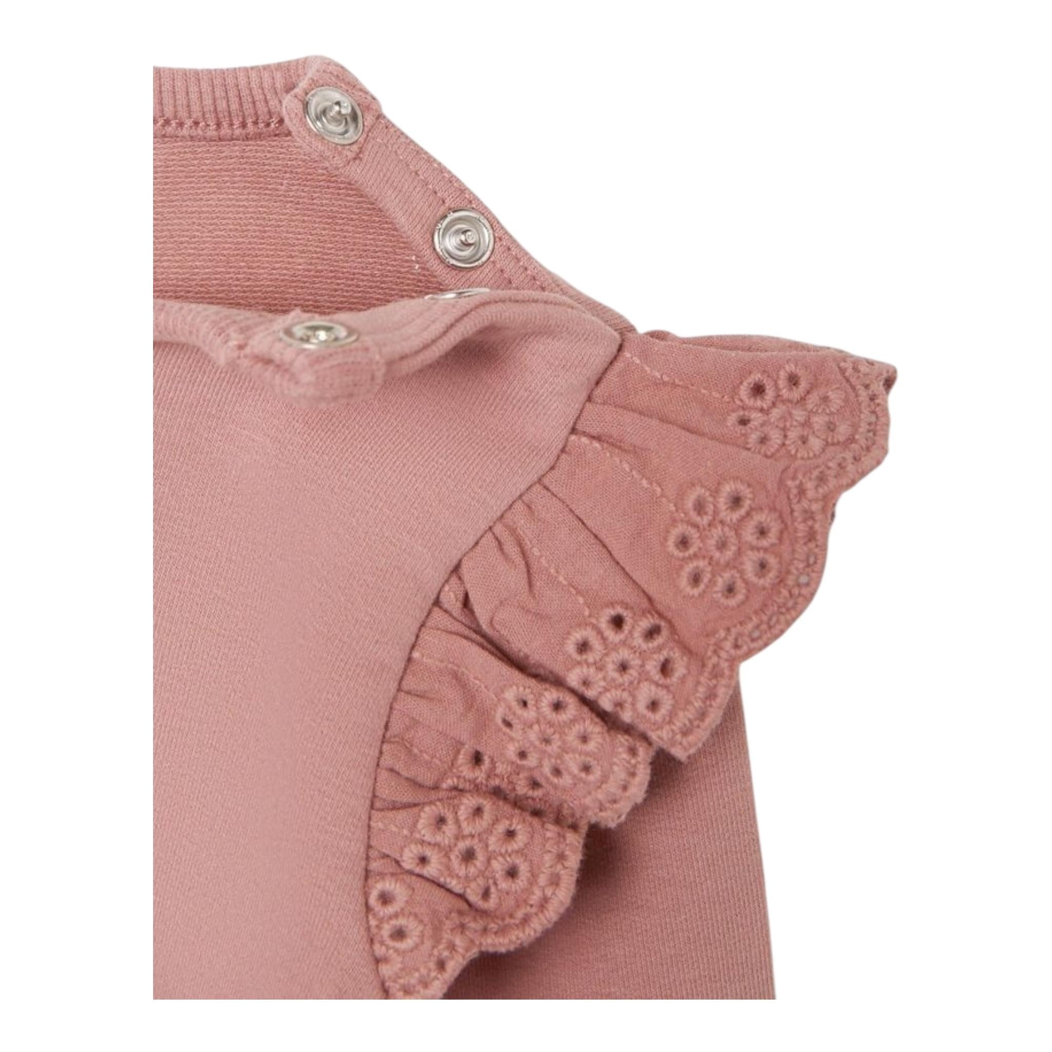 NAME IT felpa girocollo tinta unita con ricami Rosa per Neonata 13225704 ROSA NAME IT 