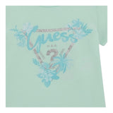 Guess T-Shirt Girocollo Tinta Unita con Stampa per Neonata A5GI03K6YW4 VERDE ACQUA GUESS 