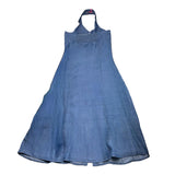 Liu Jo Einfarbiges, ärmelloses Kleid aus blauem Denim für Mädchen