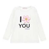 Monnalisa Shirt Girocollo Tinta Unita con Stampa per Bambina 19D632 BIANCO MONNALISA 