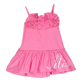 Miss Blumarine Baby-Mädchen Einfarbige trägerlose Kleider mit rosa Logo-Print