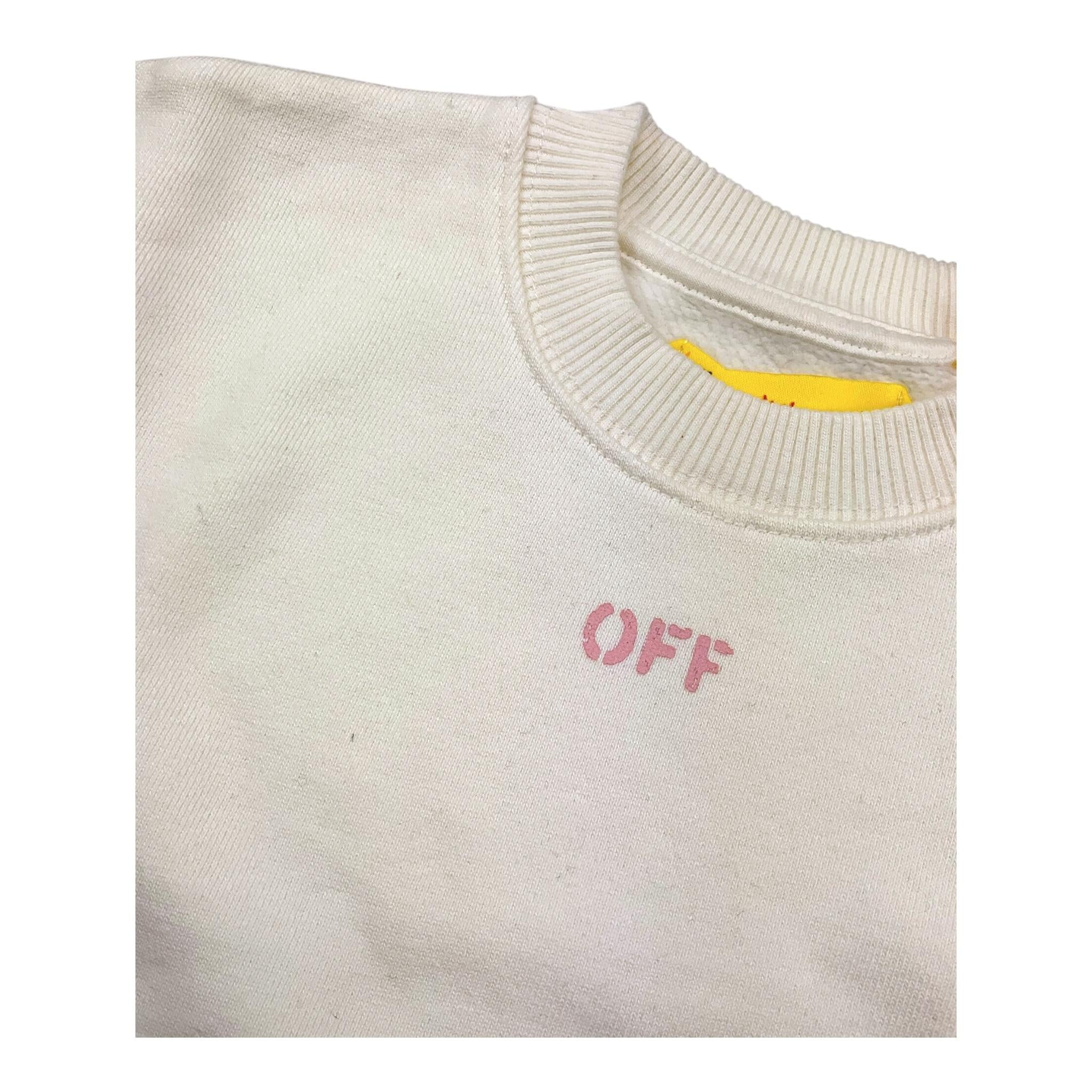 OFF-WHITE felpa chiusa girocollo tinta unita con stampe in contrasto Panna per Bambina GBA001F23 PANNA OFF-WHITE 