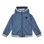 Guess Giubbino Tinta Unita con Zip E Cappuccio per Neonato N5RL11WCFM0 BLU GUESS 