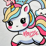 Mousse T-Shirt Girocollo Tinta Unita con Stampa per Bambina UNILEOTT BIANCO MOUSSE 