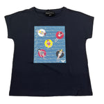 Emporio Armani T-Shirt Girocollo Tinta Unita con Logo per Bambina 3G3T02 BLU EMPORIO ARMANI 