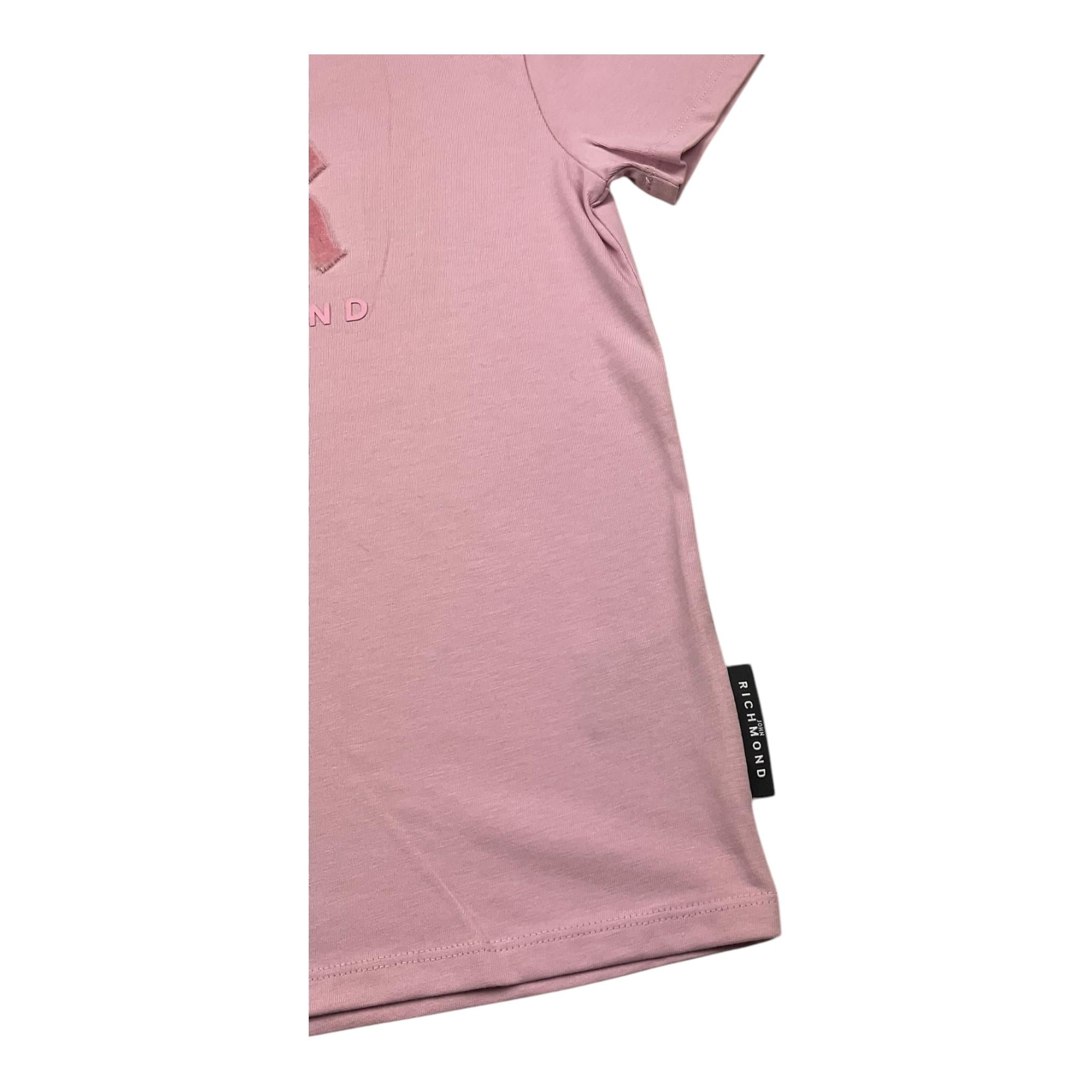 JOHN RICHMOND t-shirt girocollo tinta unita con stampa in contrasto Rosa per Bambina RGA25009TS ROSA JOHN RICHMOND 