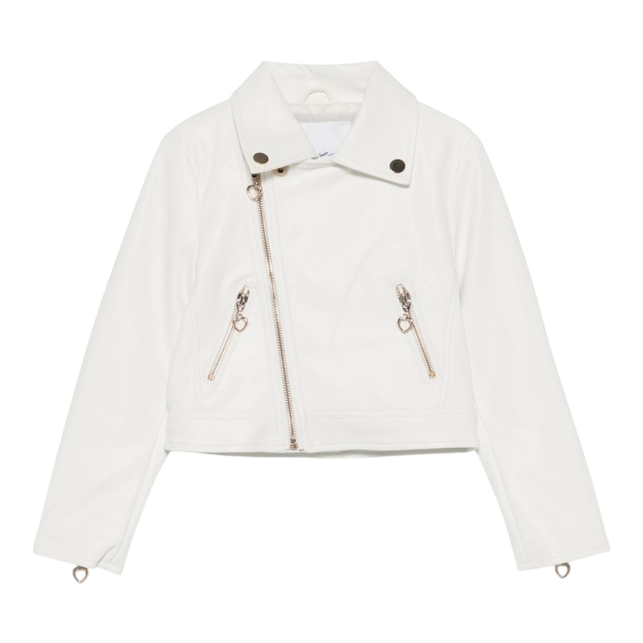 Lu Lu By Miss Grant Giubbino In Ecopelle Tinta Unita con Zip per Bambina LL3590 BIANCO LU LU BY MISS GRANT 