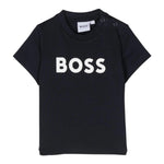 Boss T-Shirt Girocollo Tinta Unita con Stampa per Neonato J05P12 NERO BOSS 
