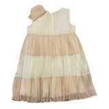 Liu Jo Zweifarbiges ärmelloses Kleid mit Rüschen Weiß/Rosa für Baby-Mädchen