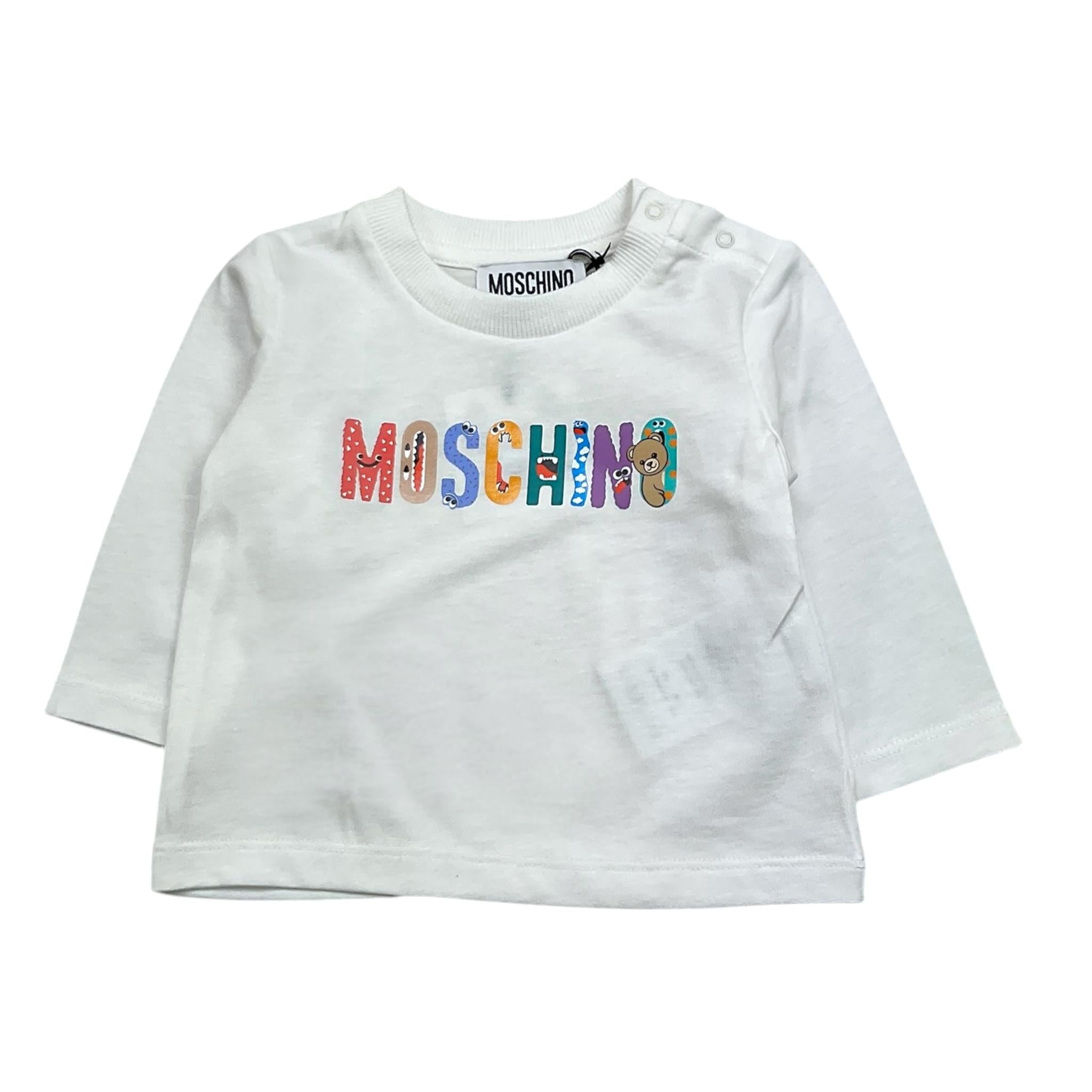 MOSCHINO shirt girocollo tinta unita con stampa Bianco per Neonato M5O00R BIANCO MOSCHINO 