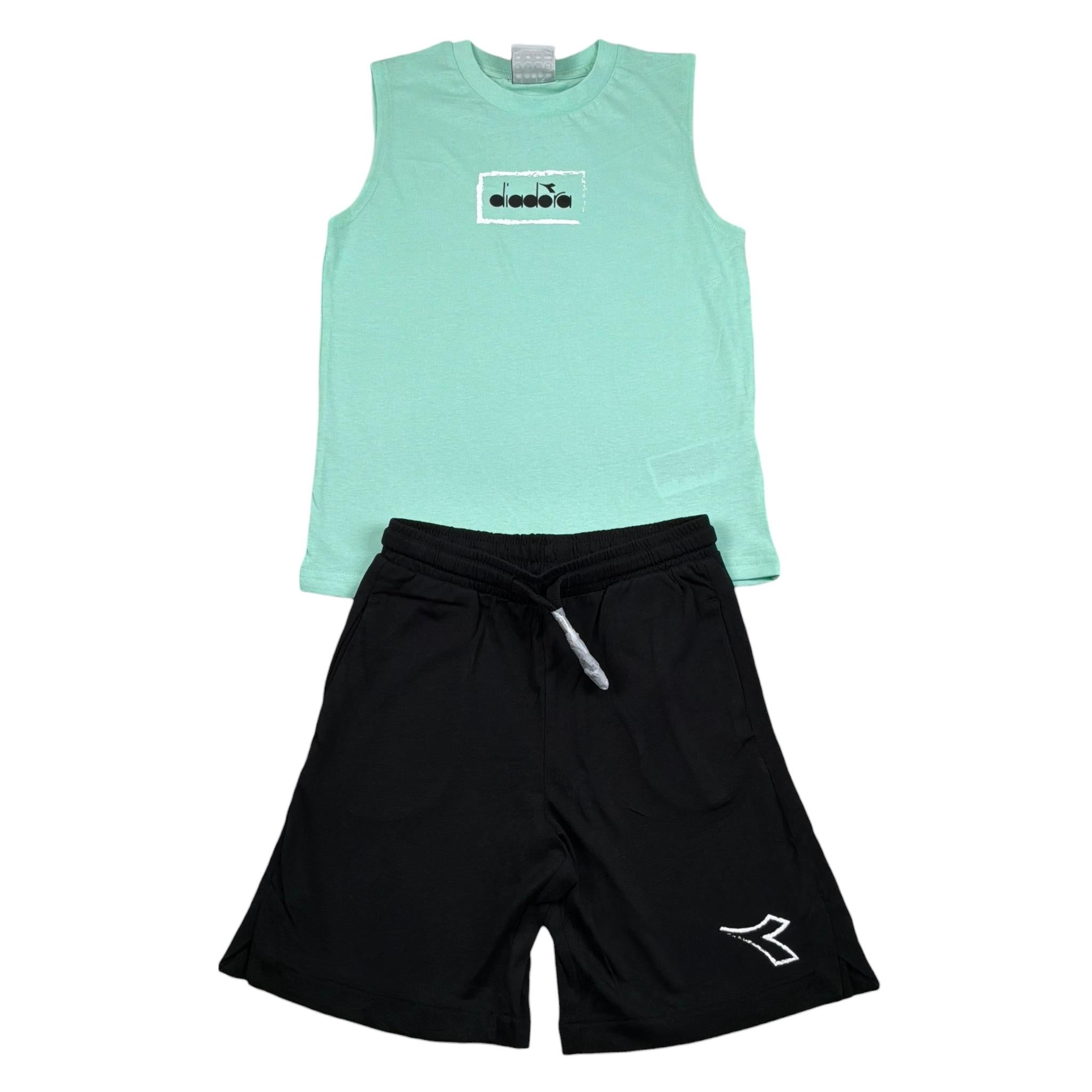 Diadora Completo 2 Pezzi Canotta-Bermuda per Bambino 102181712 VERDE/NERO DIADORA 