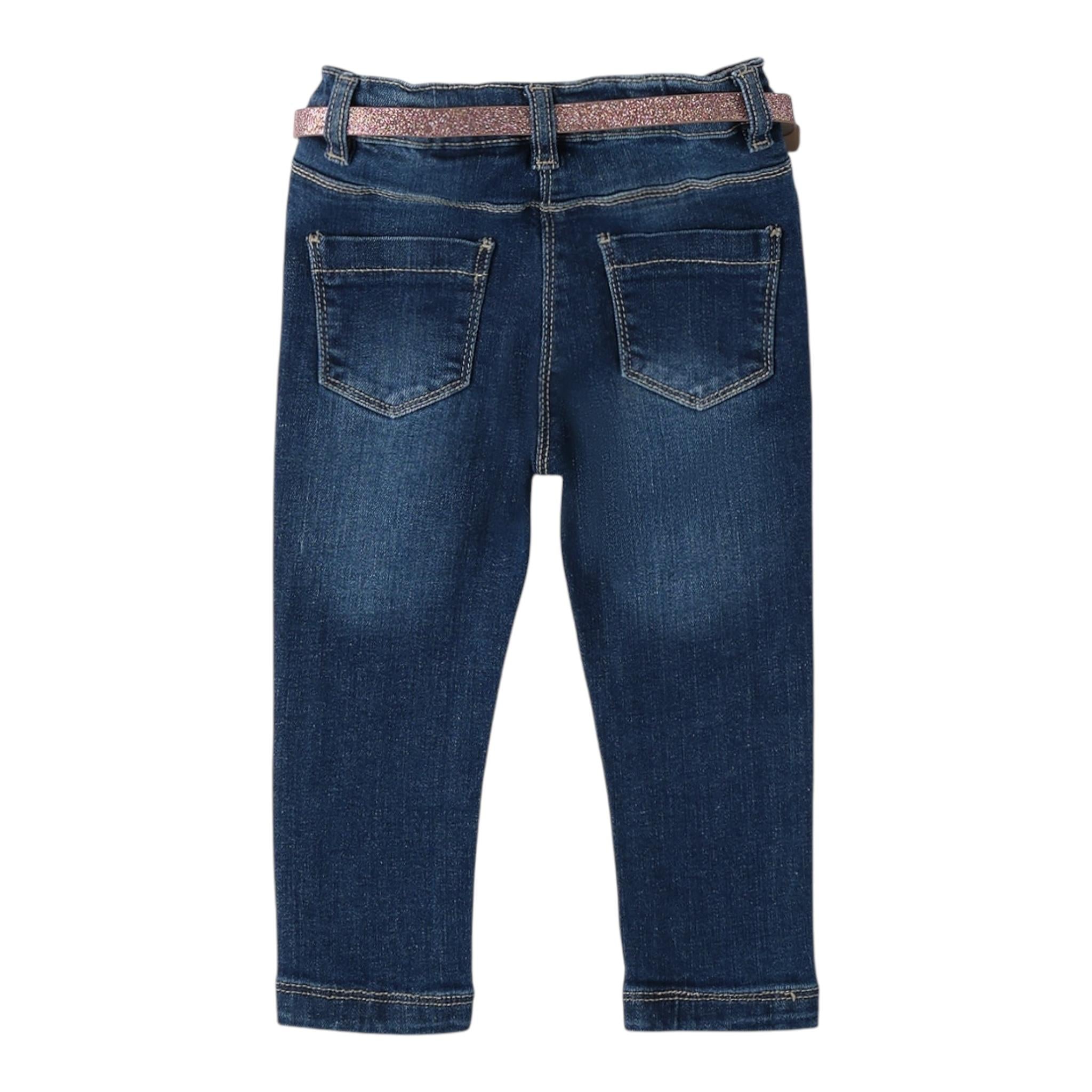 SARABANDA jeans tinta unita con cintura Blu per Bambina A383 BLU SARABANDA 