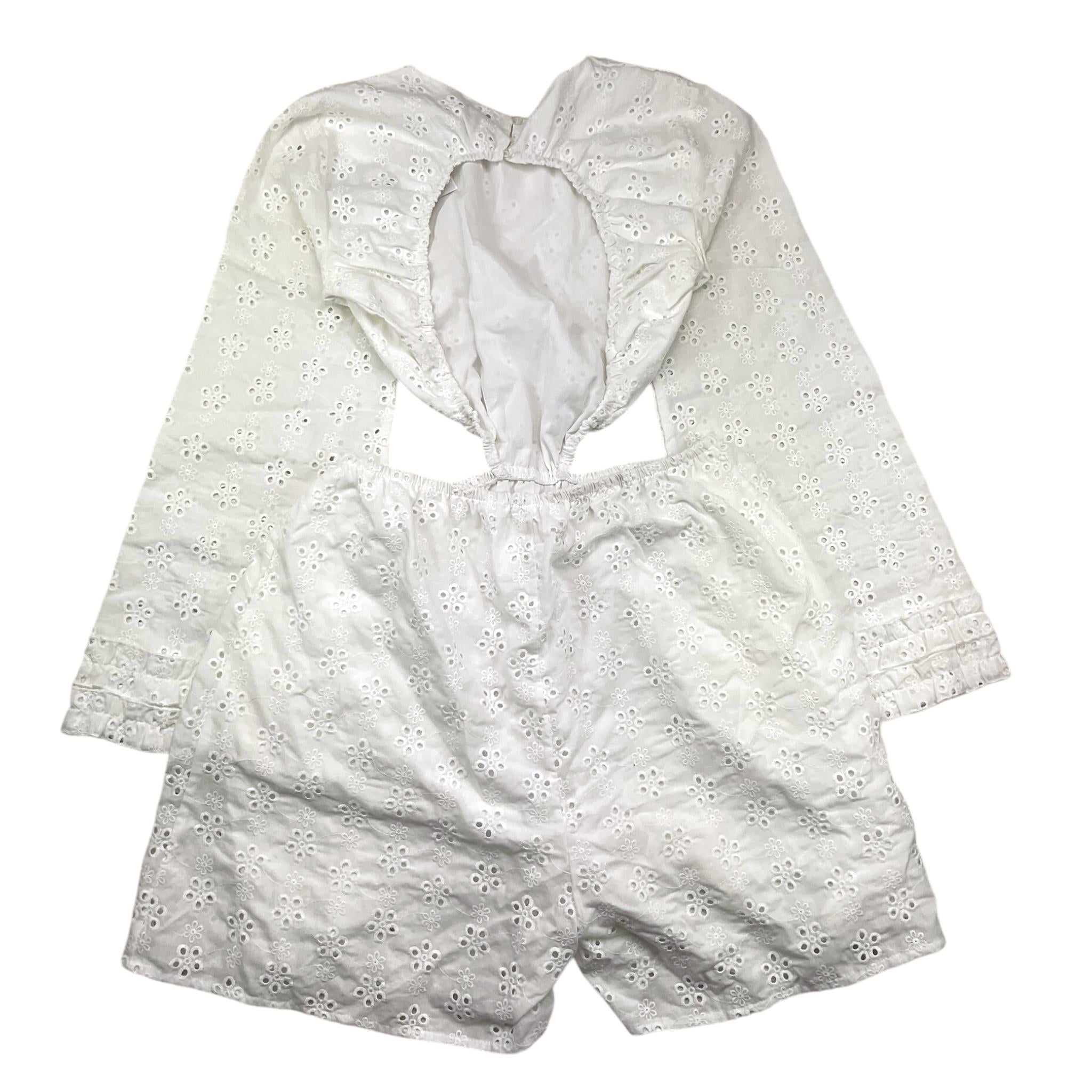 Minimo Tuta Intera Corta Manica Lunga In Pizzo San Gallo Bianco Per Bambina MH30014 BIANCO MINIMO 