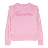 MISS BLUMARINE maglia tinta unita con stampa Rosa per Bambina IF3089 ROSA MISS BLUMARINE 