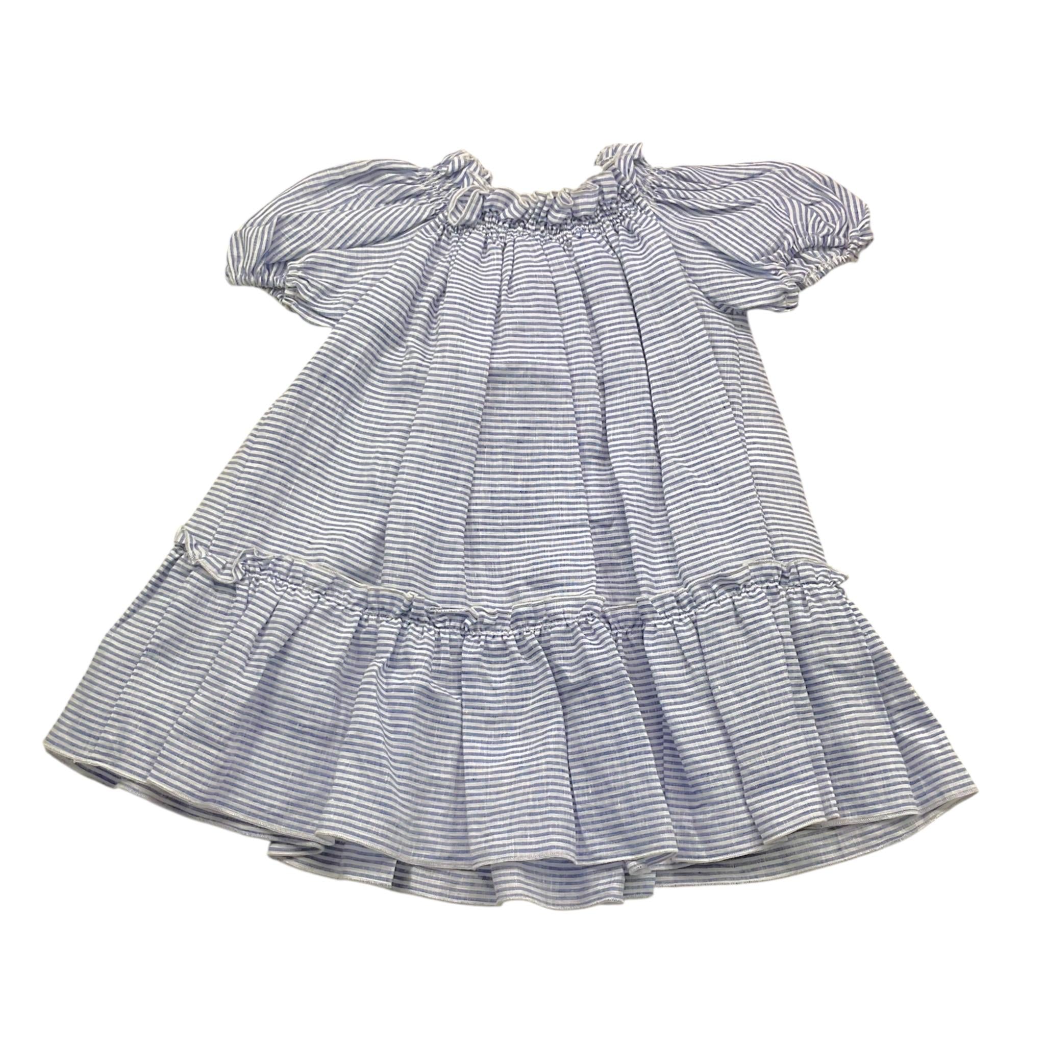 La Stupenderia Abito Mezza Manica Tinta Unita con Fantasia A Righe per Bambina TJAB76 BIANCO LA STUPENDERIA 