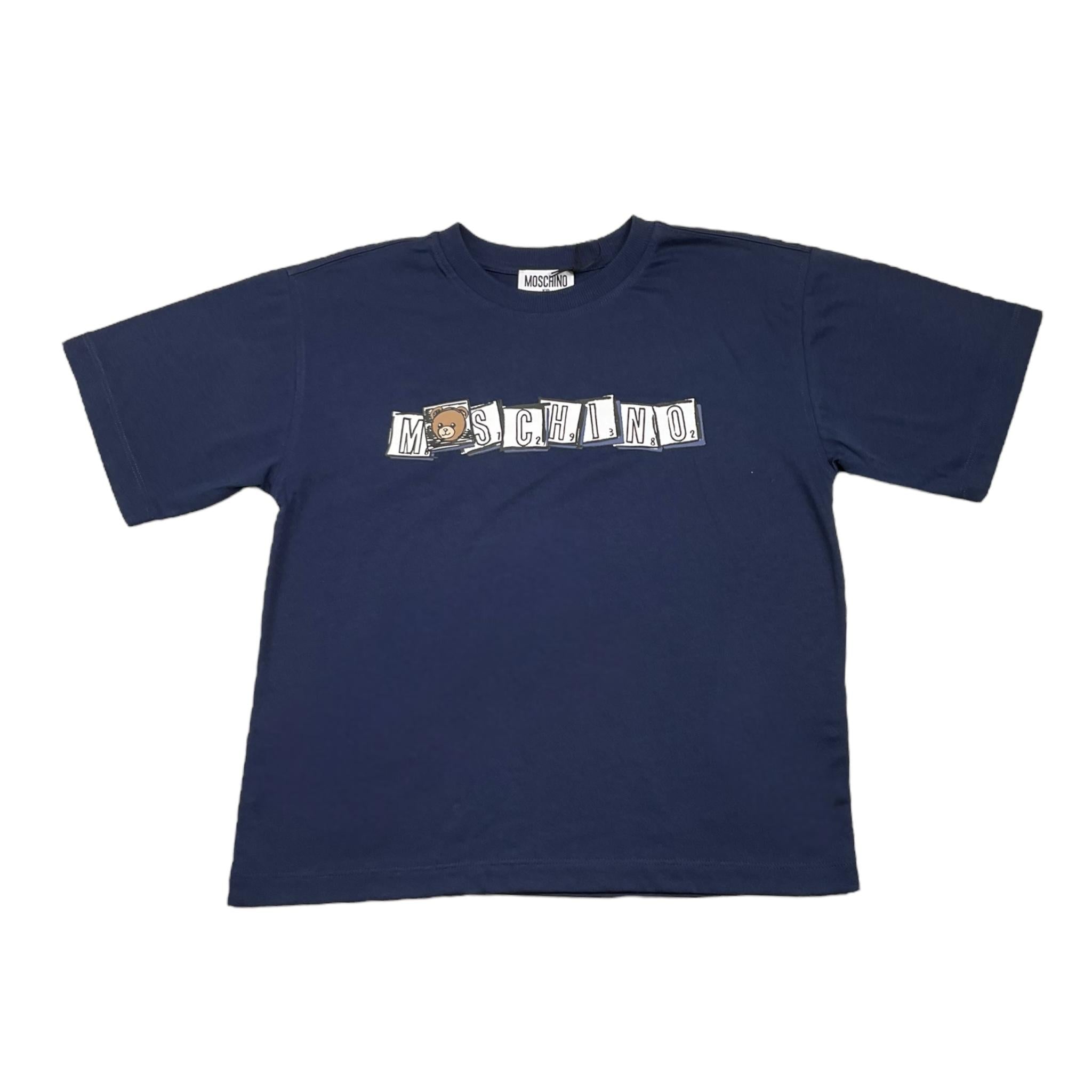 MOSCHINO t-shirt tinta unita girocollo con stampa Blu per Bambina HUM05F BLU MOSCHINO 