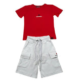 Dropseason2 Completo 2 Pezzi T-Shirt-Bermuda Bicolore per Bambino ZU16088 BIANCO/ROSSO DROPSEASON2 