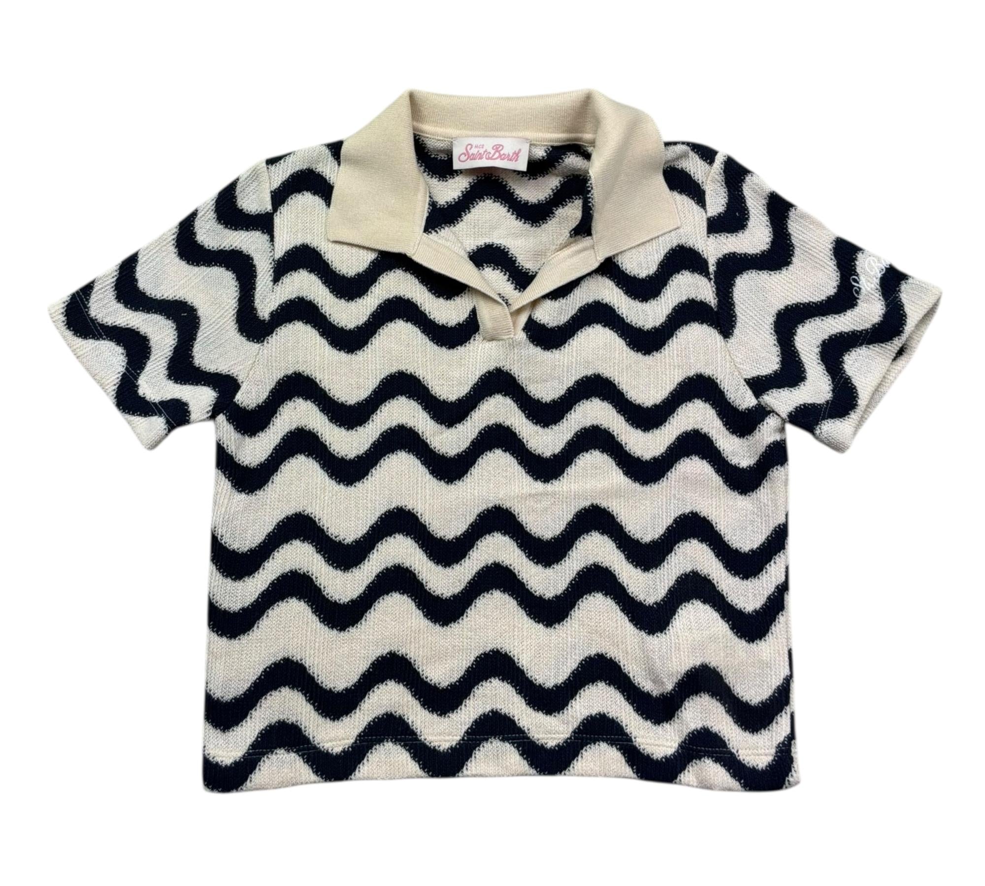 Saint Barth Polo Mezza Manica Stampa Fantasia per Bambina LALAJR PANNA SAINT BARTH 