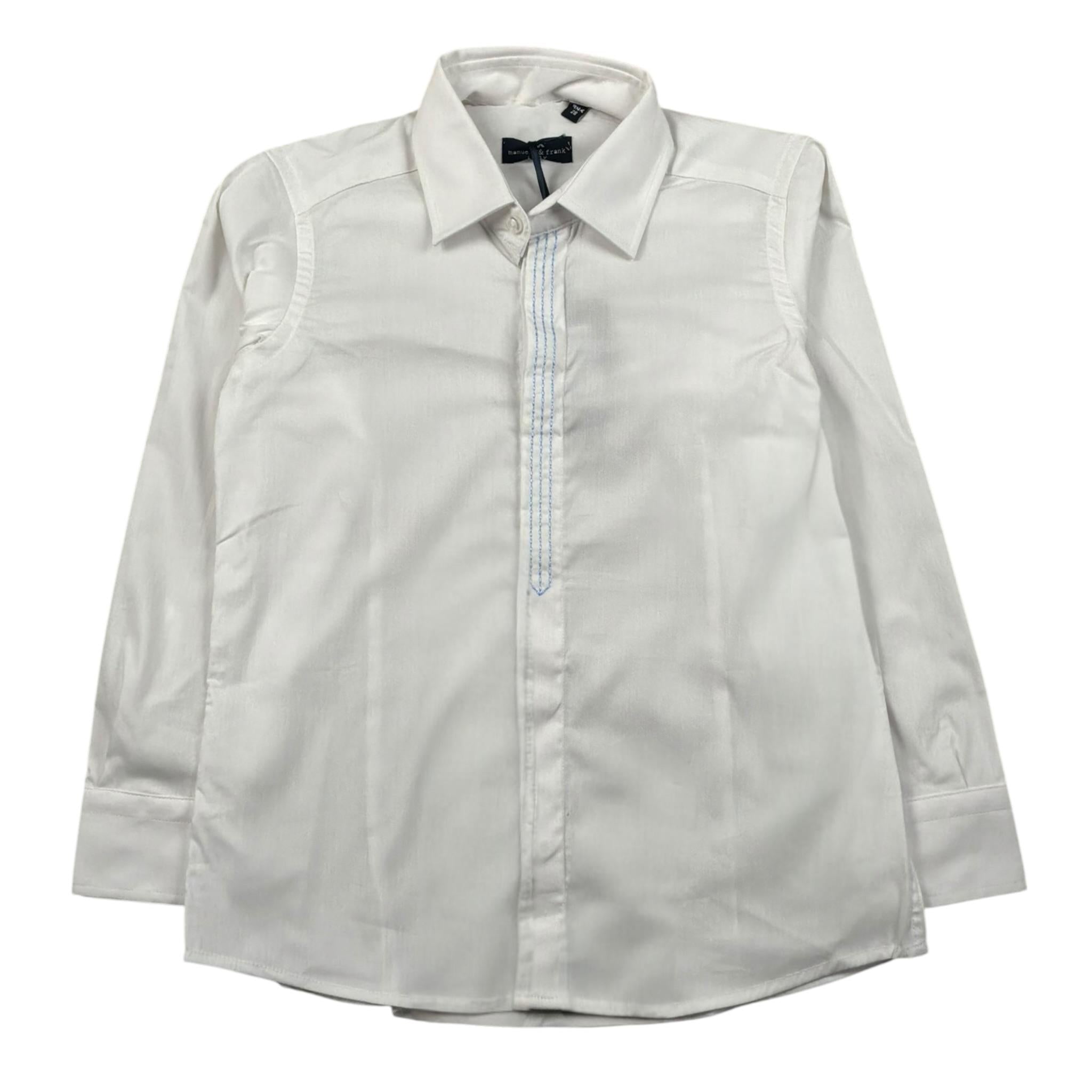 Manuell & Frank Camicia Manica Lunga Tinta Unita per Bambino MF3404B BIANCO MANUELL & FRANK 