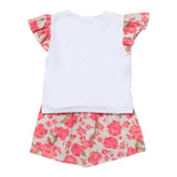 Twinset Complete 2-teiliges T-Shirt-Bermuda zweifarbig weiß/pink für Mädchen