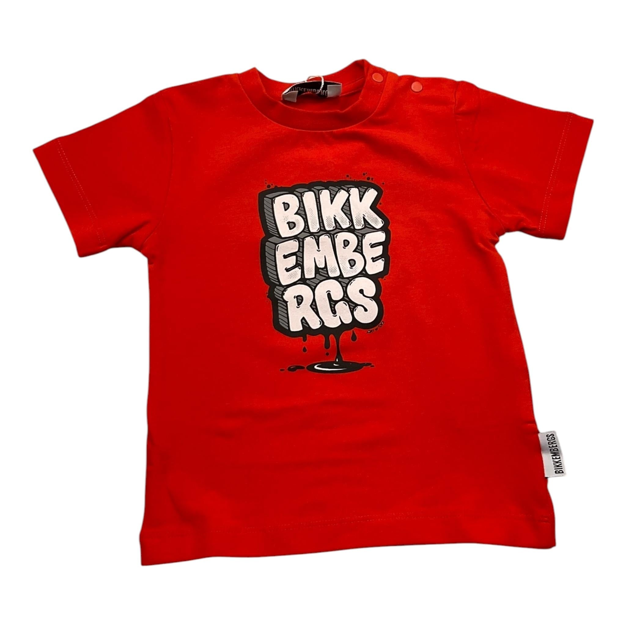 Bikkembergs T-Shirt Girocoll Tinta Unita con Stampa per Neonato BK2516 ROSSO BiKKEMBERGS 