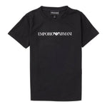 Emporio Armani T-Shirt Girocollo Tinta Unita con Stemma Logo per Bambino EB0004211 BLU EMPORIO ARMANI 
