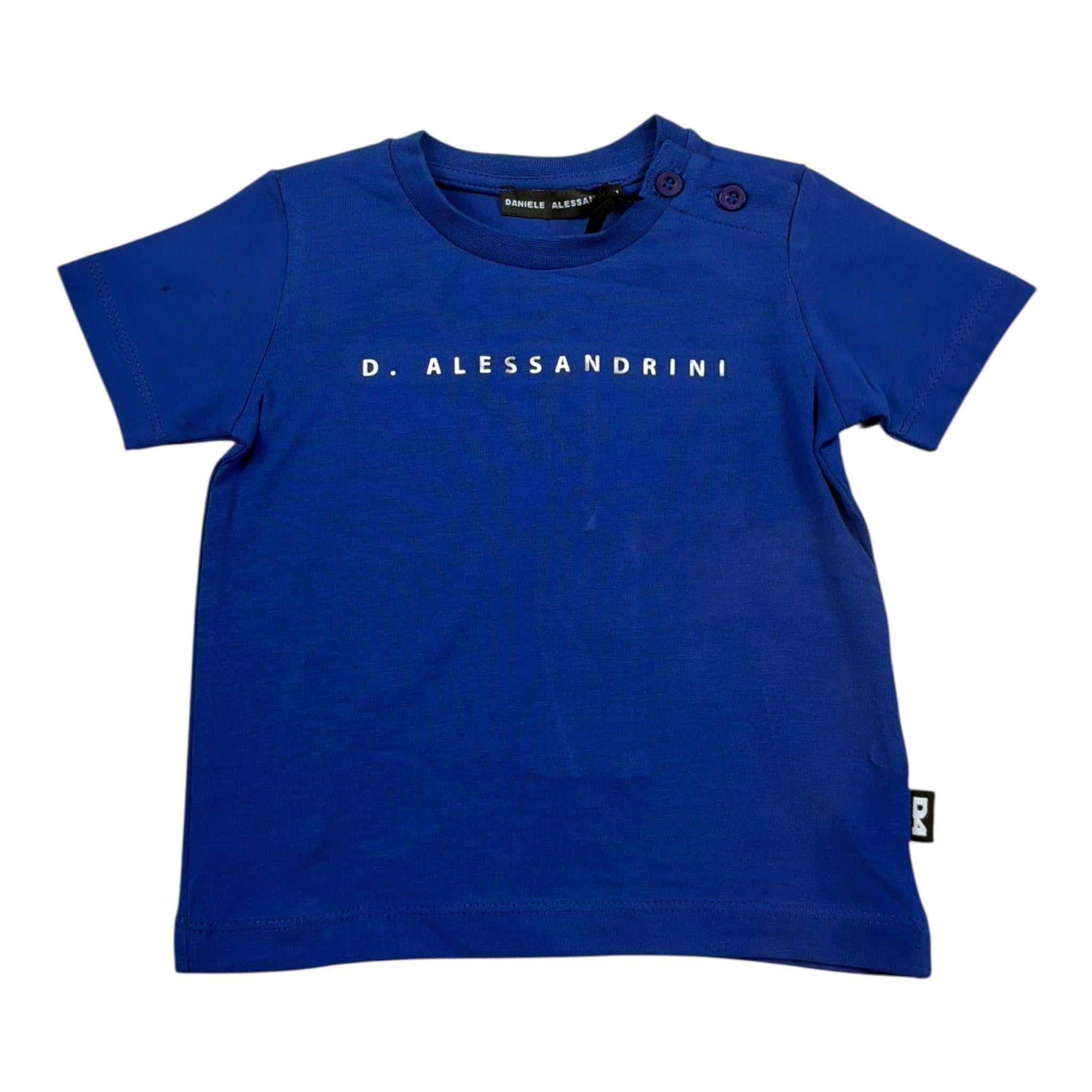 Daniele Alessandrini T-Shirt tinta unita con Stampa Blu per Neonato 1296M0857 BLU DANIELE ALESSANDRINI 