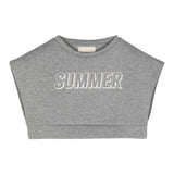 Dou Dou Sweatshirt Halbarm Einfarbig mit Kontrastdruck Grau für Mädchen