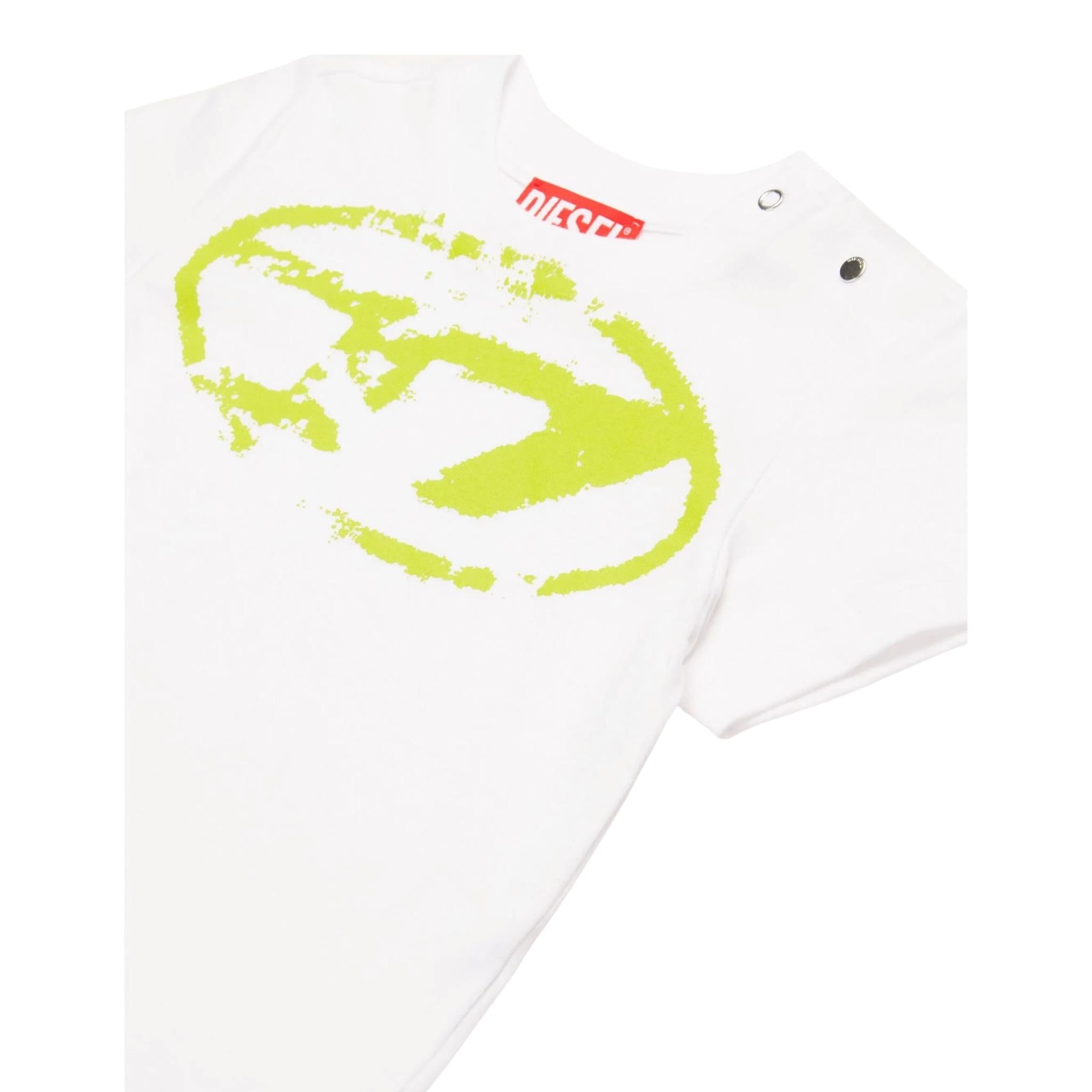 Diesel T-Shirt Girocollo tinta unita con Stampa Bianco per Neonato K00635O BIANCO DIESEL 