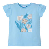 Mayoral T-Shirt Tinta Unita Girocollo con Stampa per Bambina 3015X AZZURRO MAYORAL 