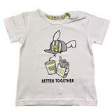 Emc T-Shirt Rundhals Einfarbig mit Kontrastdruck Weiß für Neugeborene