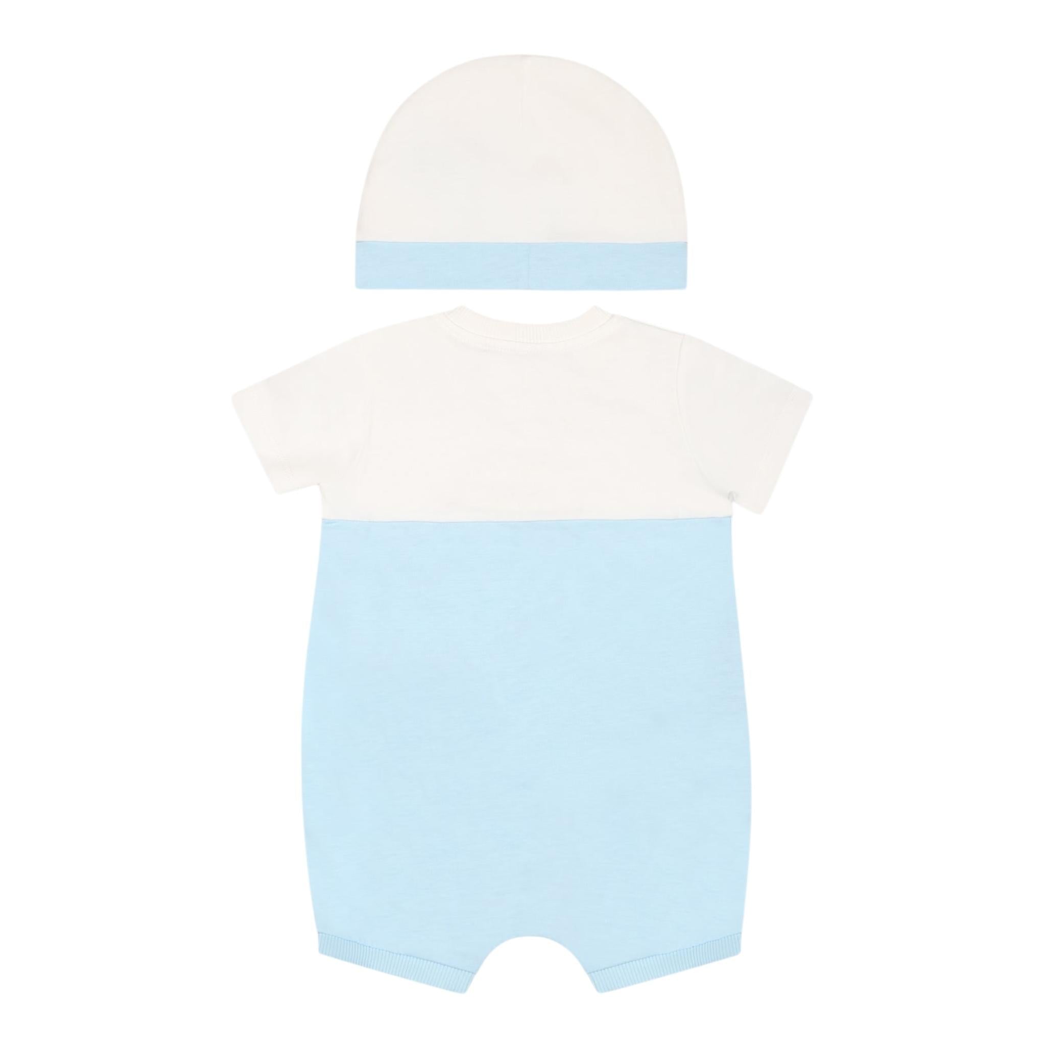Moschino Set Pagliaccetto-Cappello Bicolore per Neonato MUY07EM BIANCO/AZZURRO MOSCHINO 