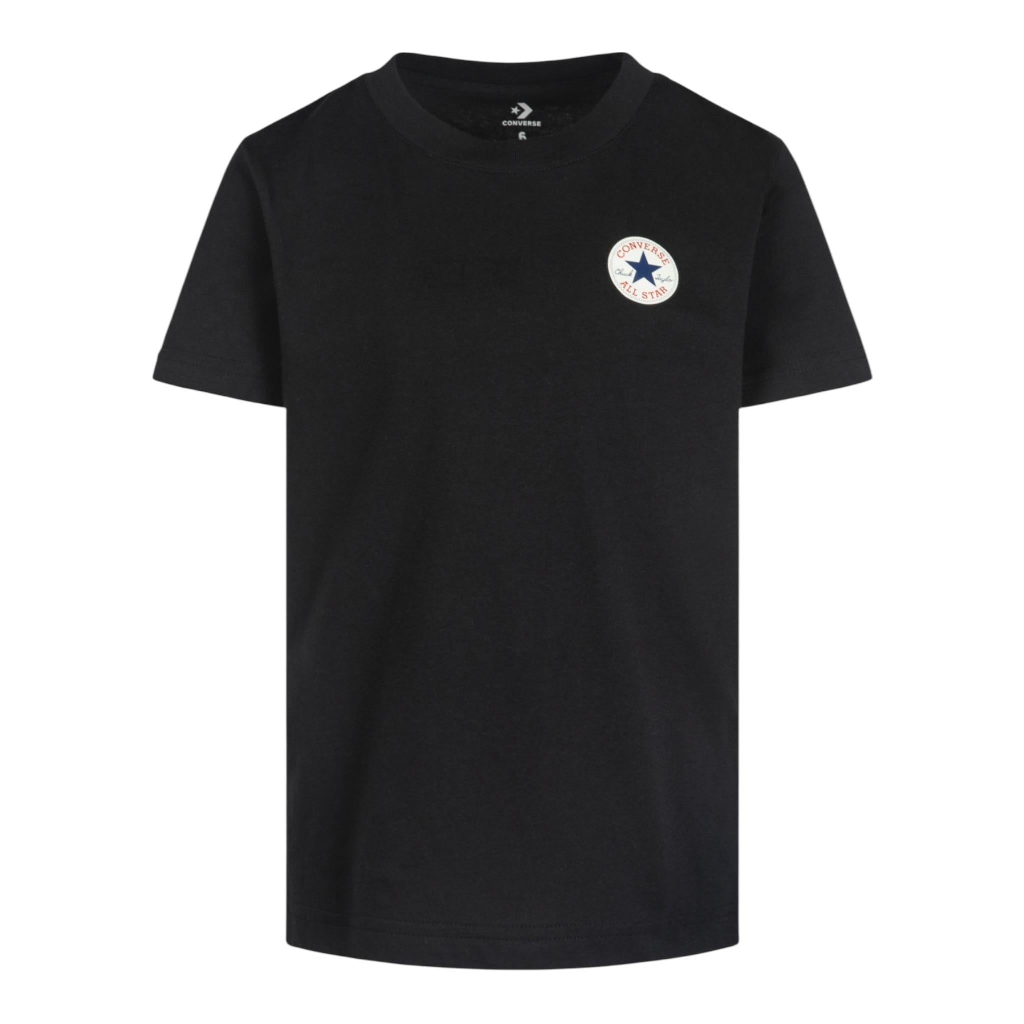 Converse T-Shirt Girocollo tinta unita con Logo Nero per Bambino 9C9506 NERO CONVERSE 