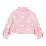 Monnalisa Einfarbige Jacke mit rosa Sternenmuster für Mädchen