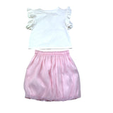 Moschino Completo 2 Pezzi T-Shirt-Gonna per Bambina HDG01R BAINCO/ROSA MOSCHINO 