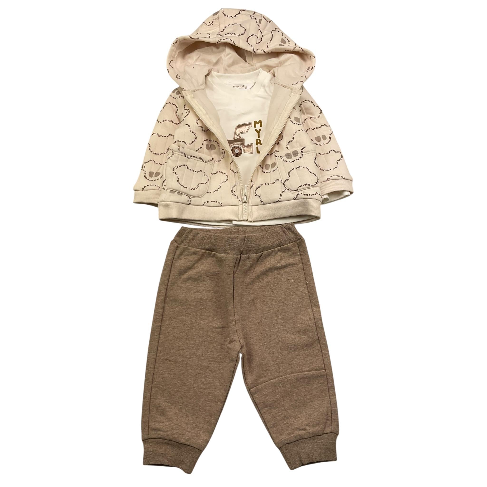 MAYORAL completo 3 pezzi felpa-shirt-pantalone Beige per Neonato 26228 BEIGE MAYORAL 