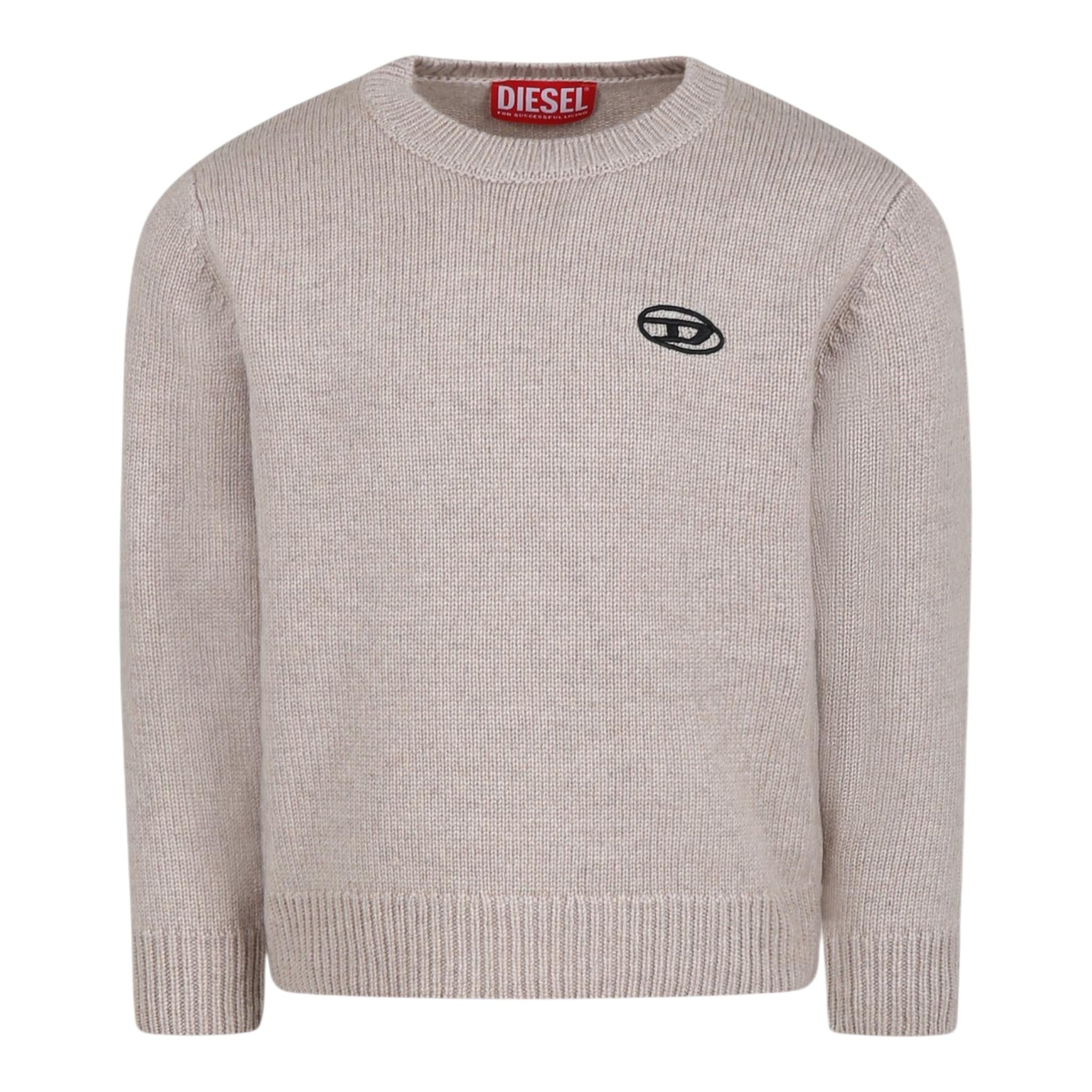 DIESEL maglia tinta unita girocollo con logo Beige per Bambino J02085X BEIGE DIESEL 
