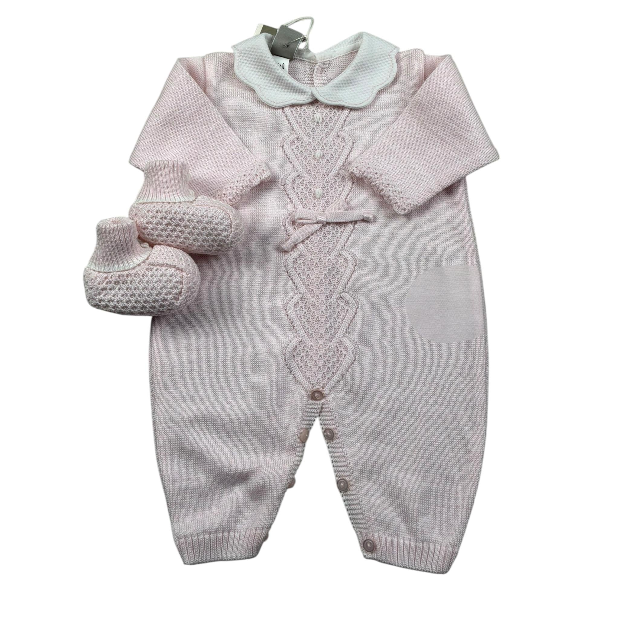 Marlu' Tutina Manica Lunga Tinta Unita con Babbucce per Neonata ES1310 ROSA MARLU' 