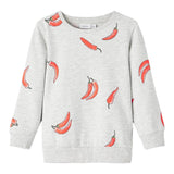 Name.It Sweatshirt Rundhals Einfarbig Mit Chili Pepper Print Grau Für Jungen