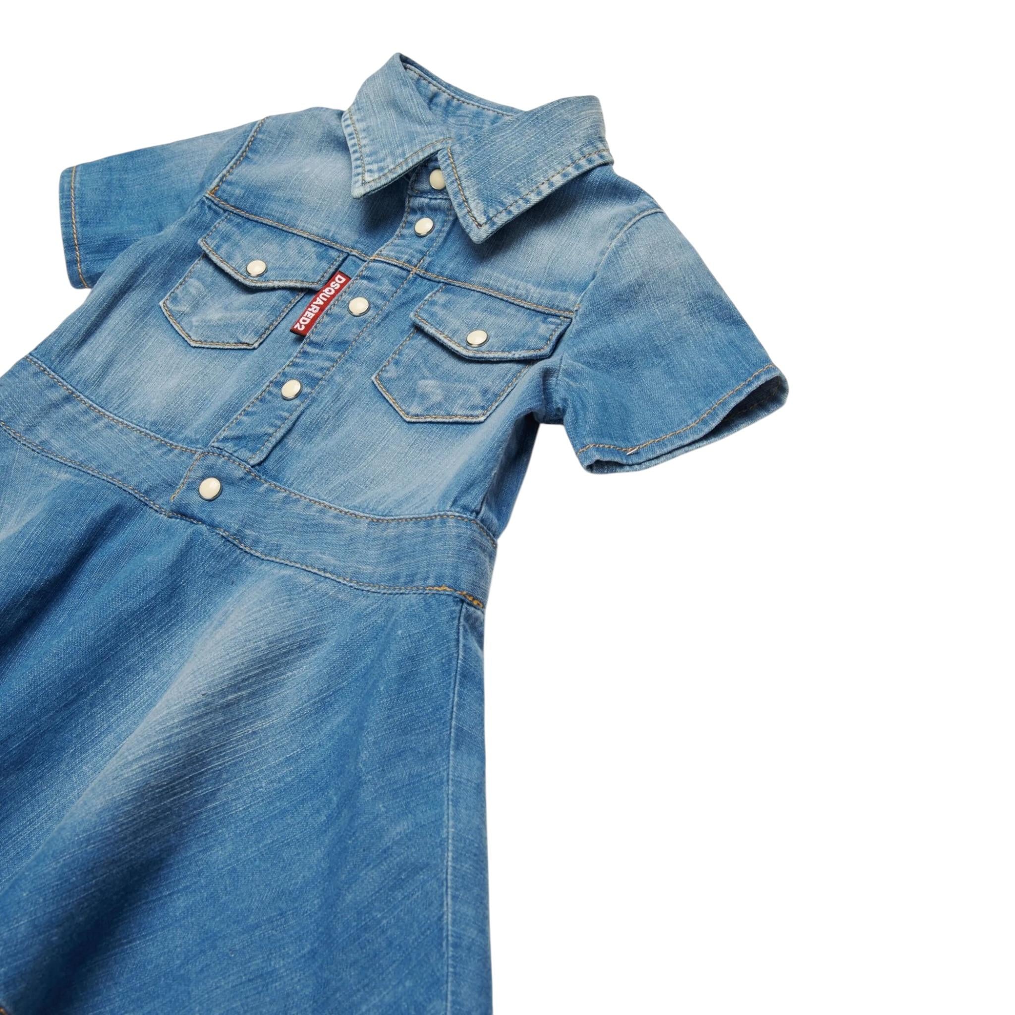 Dsquared2 Abito Mezza Manica In Denim tinta unita Blu per Neonata DQ2762 BLU DSQUARED2 