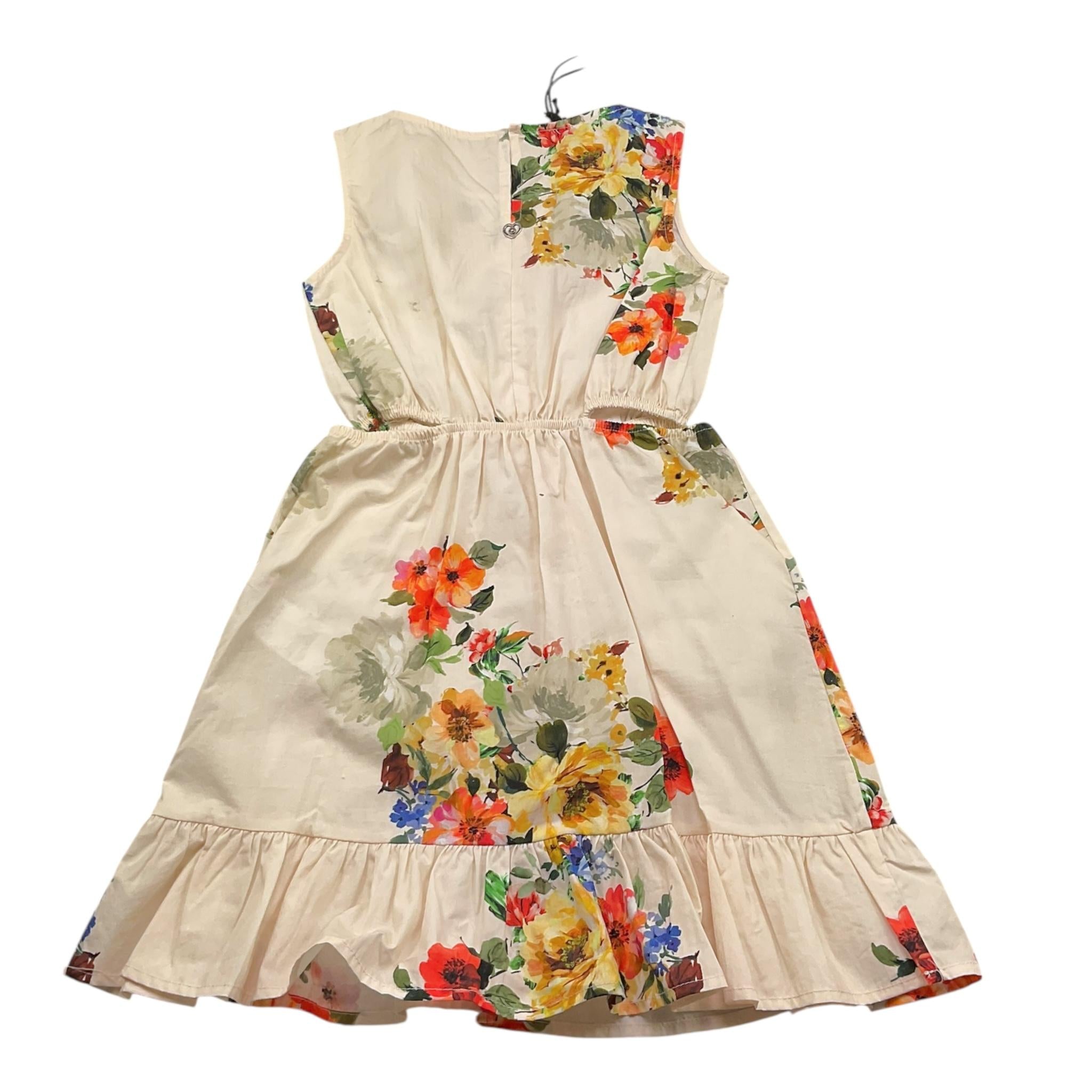 Please Abito Tinta Unita Modello Camicia con Fantasia per Bambina AB93274G72 PANNA PLEASE 